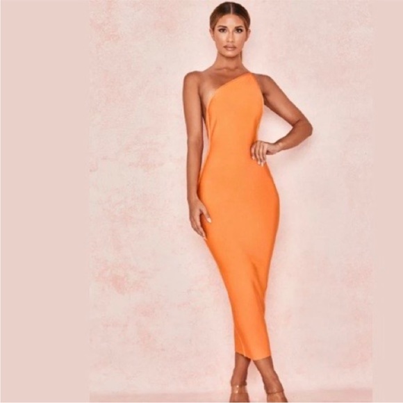 HOUSE OF CB 'Sasha' Orange One Shoulder Bandage Dress NWOT - Picture 3 of 12